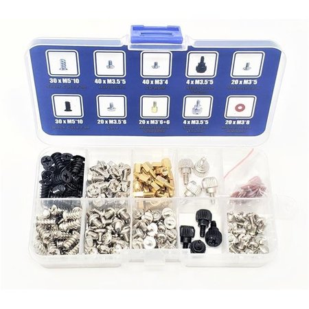 MICRO CONNECTORS Micro Connectors SCW-296PC PC Computer Screws Assortment Kit for Computer Hard Drive Mother Board Standoffs Fan CD-ROM Assembling - 228 Piece SCW-296PC